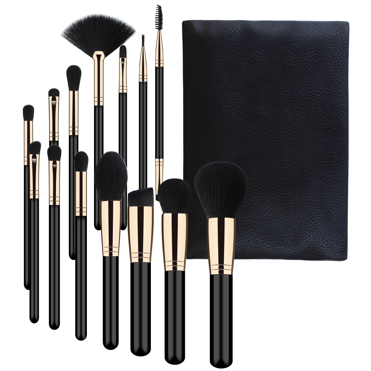 15 pcs popular no logo vegan essential  makeup brush kit