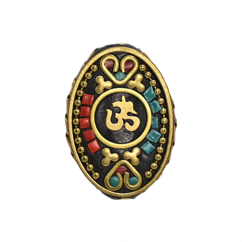 TZ-C 10PCS Handmade Nepalese Buddhist Tibetan Brass Metal & Clay Loose Craft Beads for Necklace Jewelry Making DIY