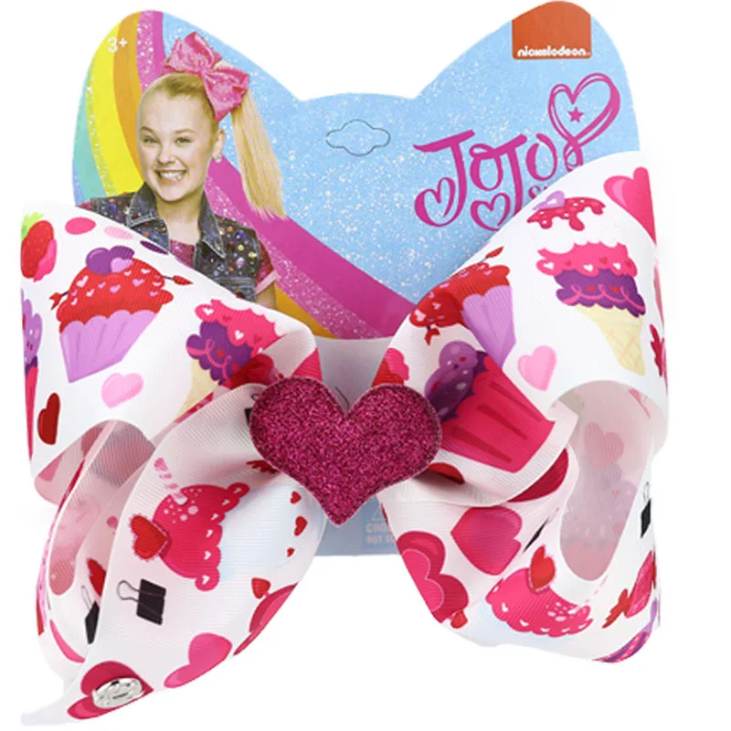 High quality Siwa Hair Bows Girl Bow Hair Clip heart jojo Ribbon bow with clip