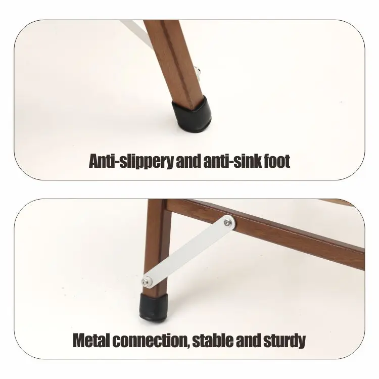 HOMFUL Canvas Non Slip Walnut Color Foldable Outdoor Camping Wood Chair Folding Beach Chair