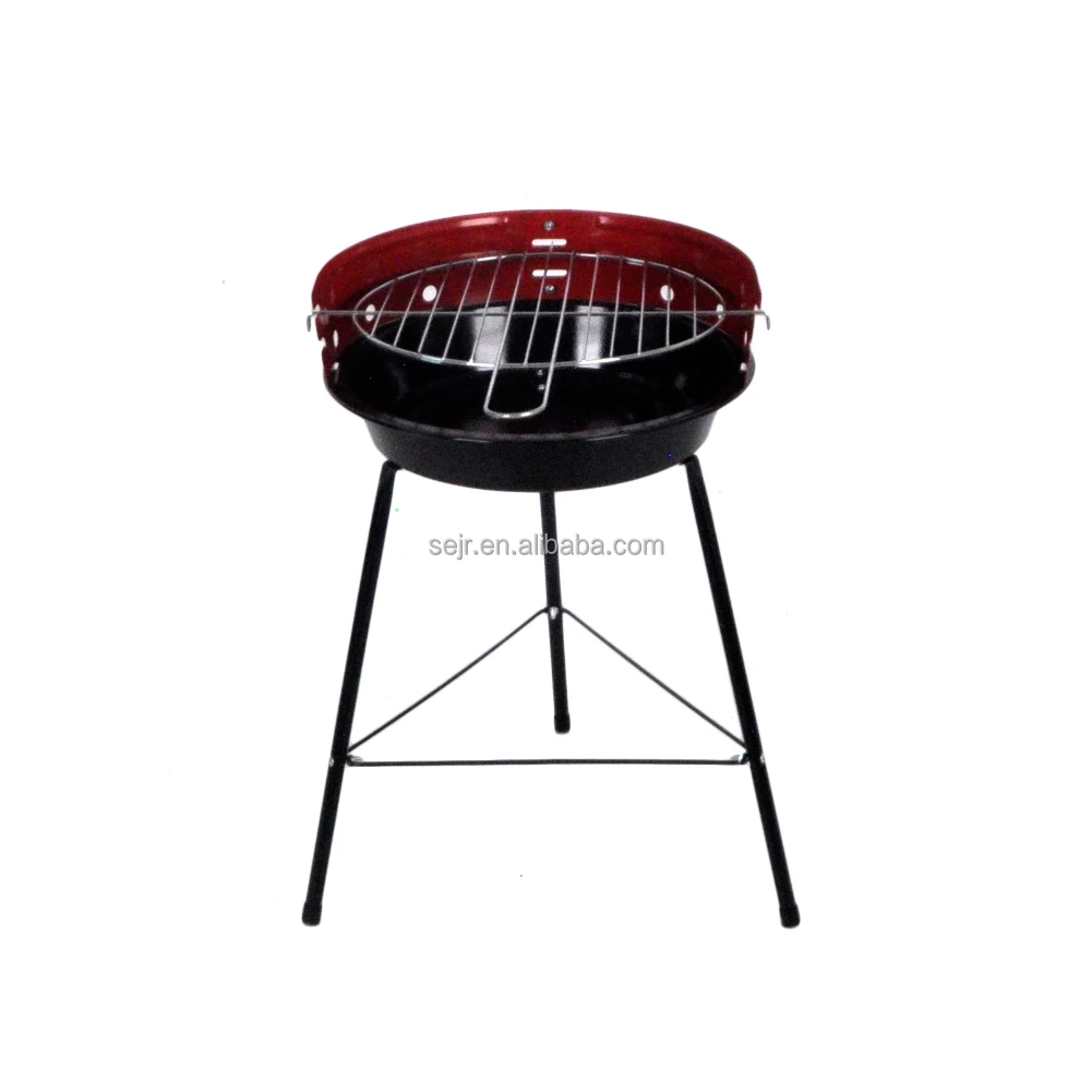 SEJR Portable BBQ Charcoal Grill Round Barbecue Grill Classic 30 x 48 cm Black&Red