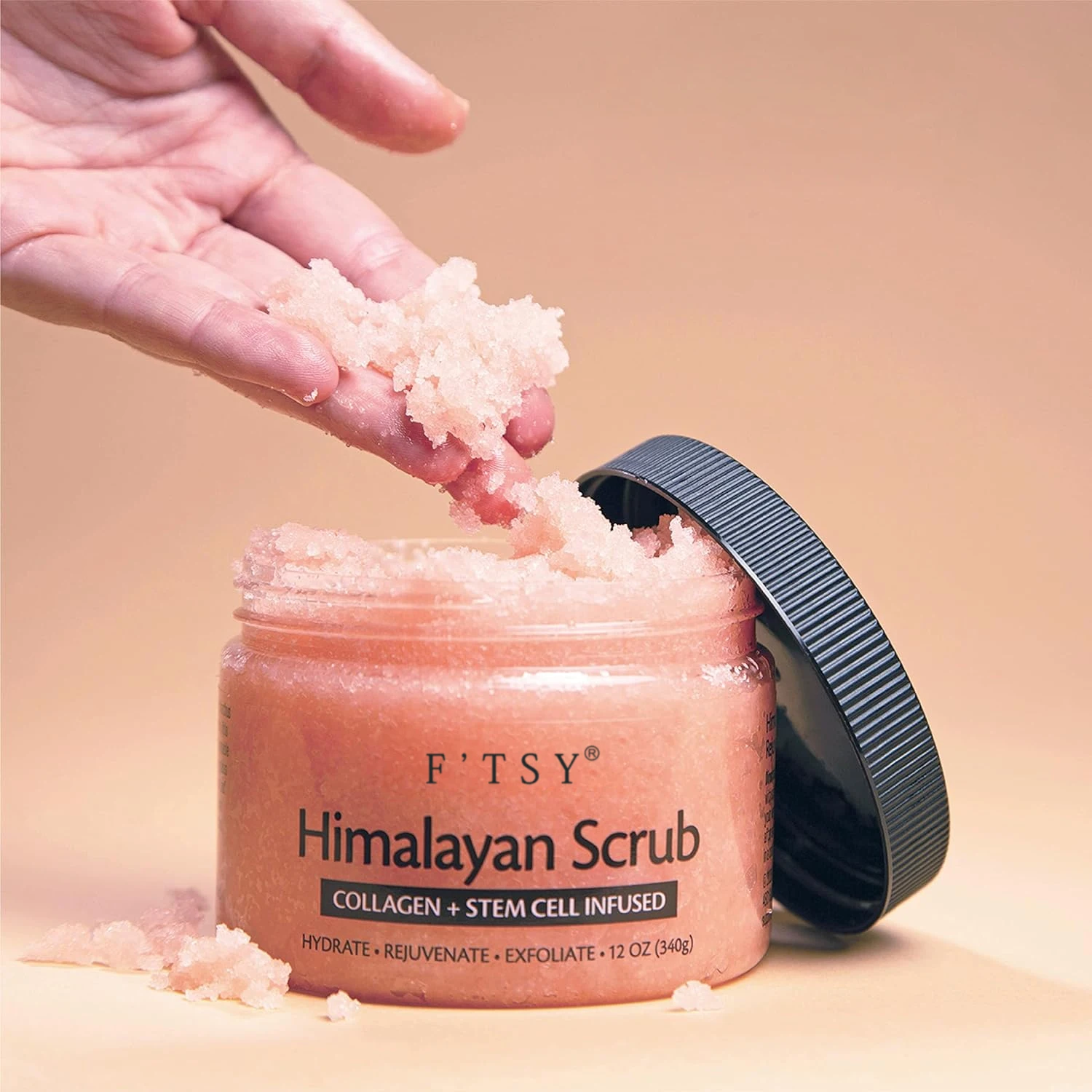 All Natural Himalayan Salt Scrub Face Foot Body Scrub Aloe Vera Grape Seed Oil Exfoliating Infused Collagen Stem Cell Body Scrub