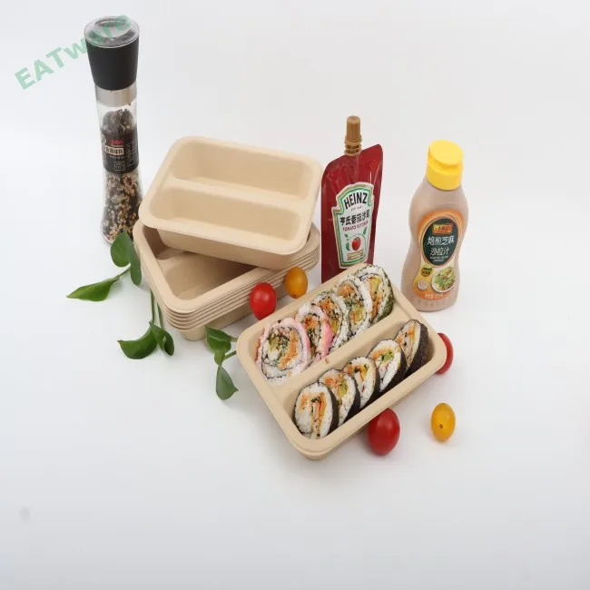 Factory Wholesale Customized Green tray 2 compartment food tray fruit tray