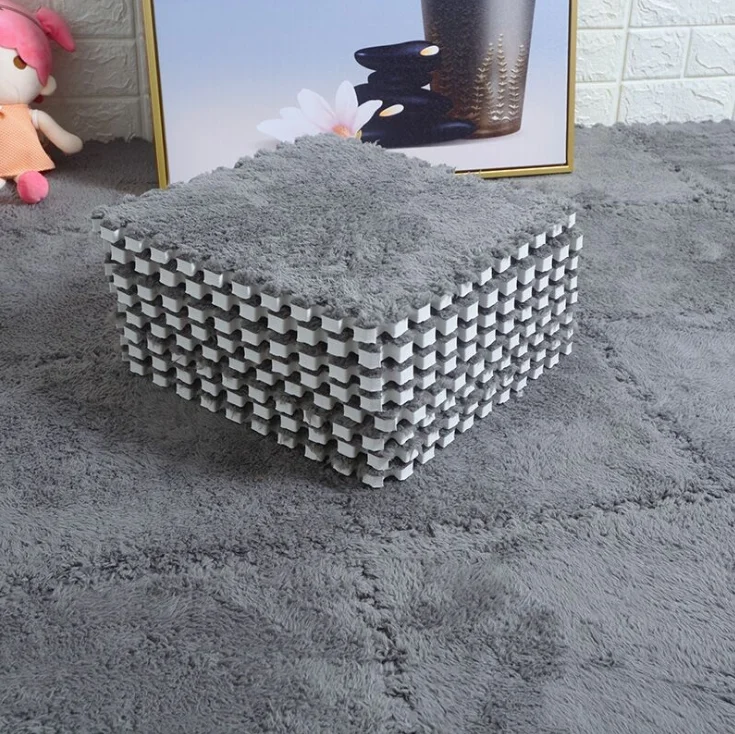 Заводская распродажа Переплетенные напольные коврики плитка Eva-головоломка волосатый коврик моющийся детский игровой плюшевый ковер