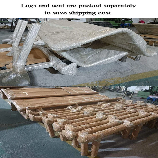 Outdoor Park Simple Rustic garden Wooden Bench stainless steel Frame director beach waiting chair 2 or 3 seats for your choice