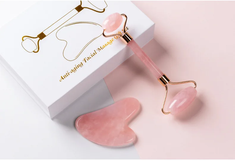 Hot High Quality 100% Natural Rose Quartz Jade Roller