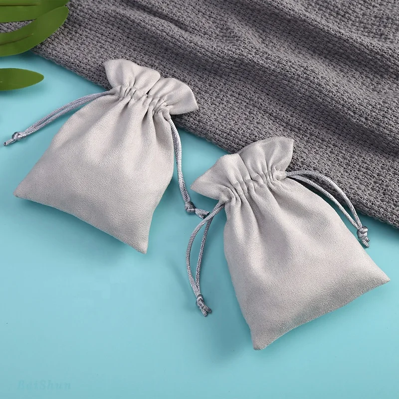 High Quality Velvet Fabric Drawstring Gift Packaging Bag Microfiber Dust Suede Pouch For Perfume Necklace