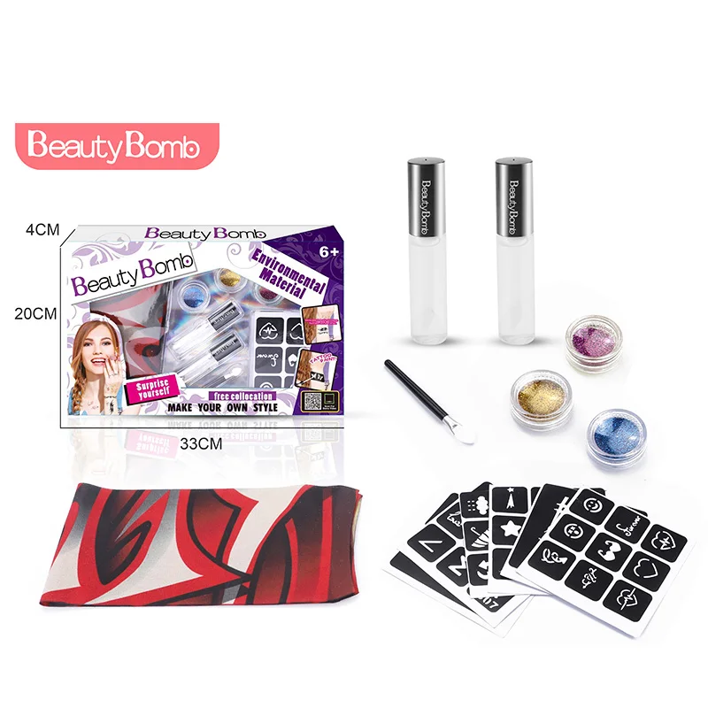 
Hot Selling High Quality Manicure Colorful 3D Butterfly Adhesive Tattoo Sticker Temporary glossy makeup set for kids beauty toys 