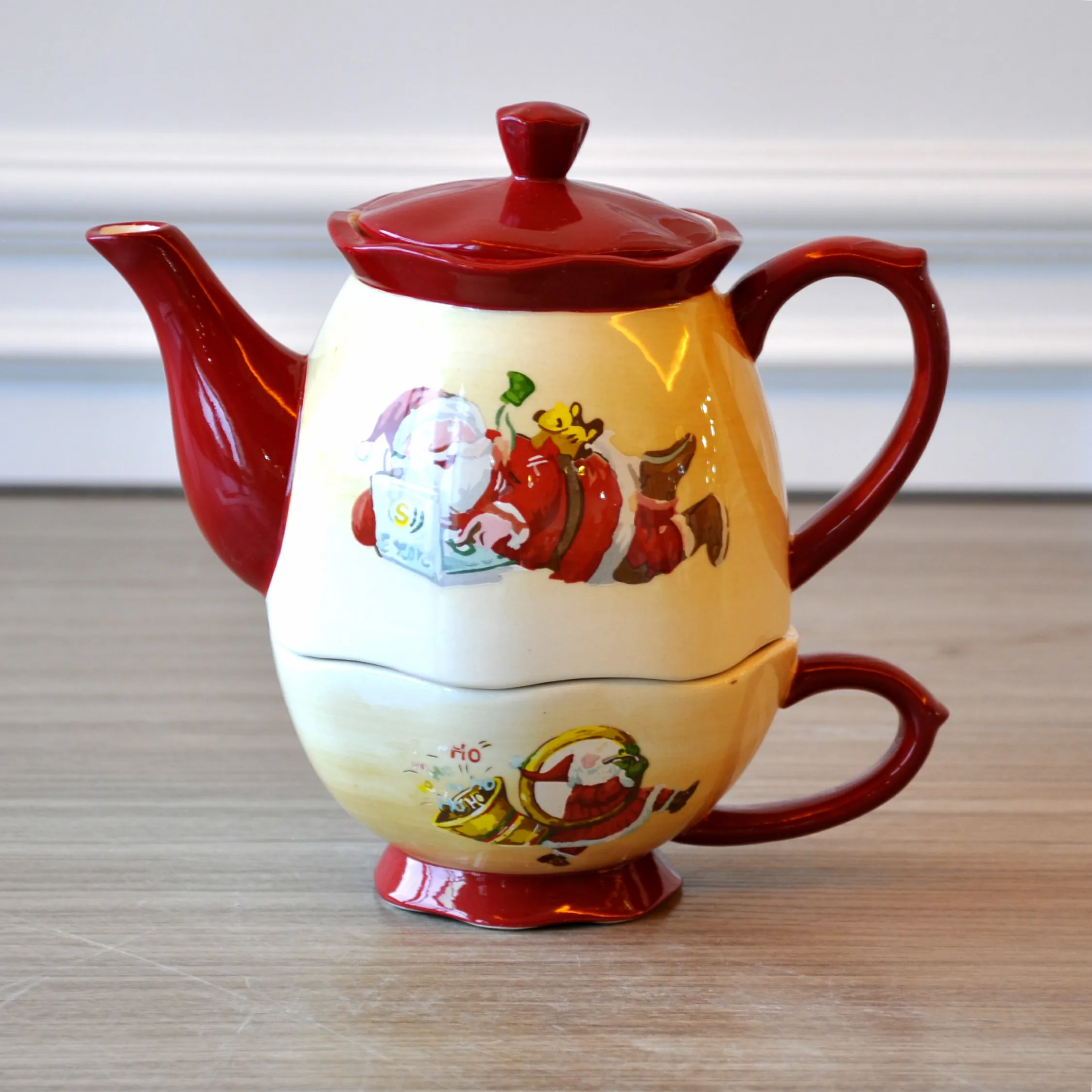 JIA SHUN Wholesale Christmas Santa Claus Decal Ceramic Dinnerware Sets