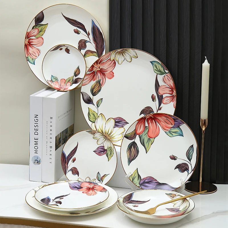 New arrival Hot sale Ceramic Bone China Round dinner Plates Modern style Snack Dishes
