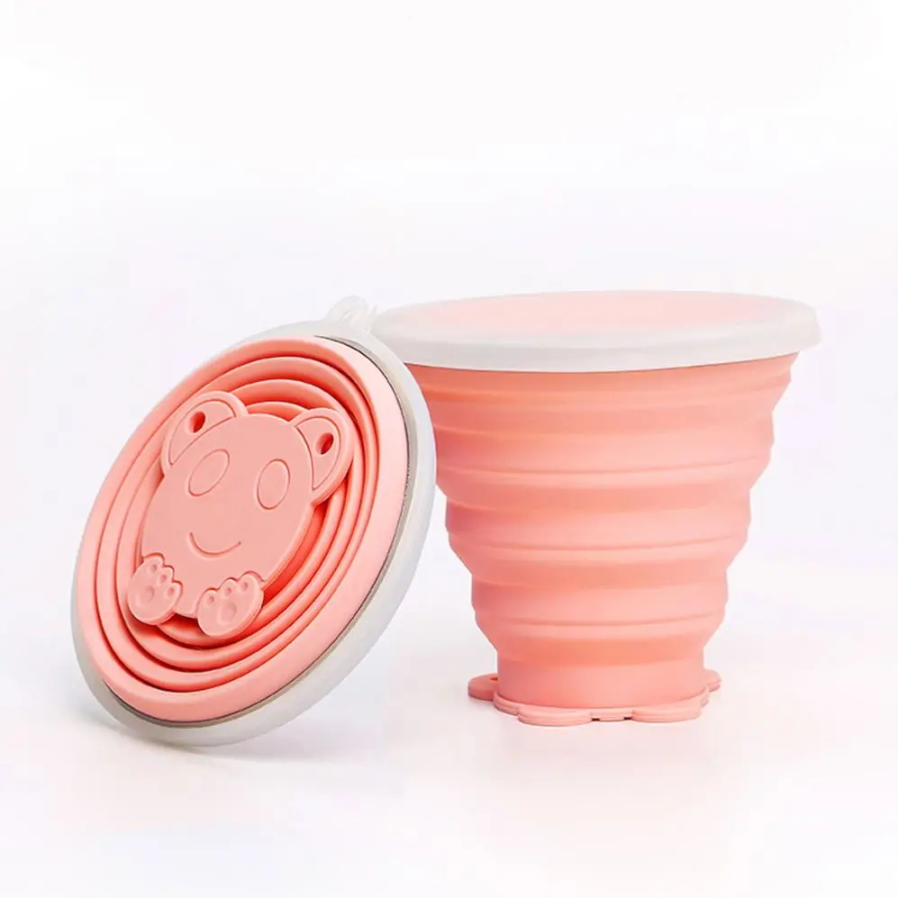 Ready To Ship 250ml Amazon Best Seller Silicone Collapsible Cup Silicone Folding Camping Cup with Lids Snack Cups
