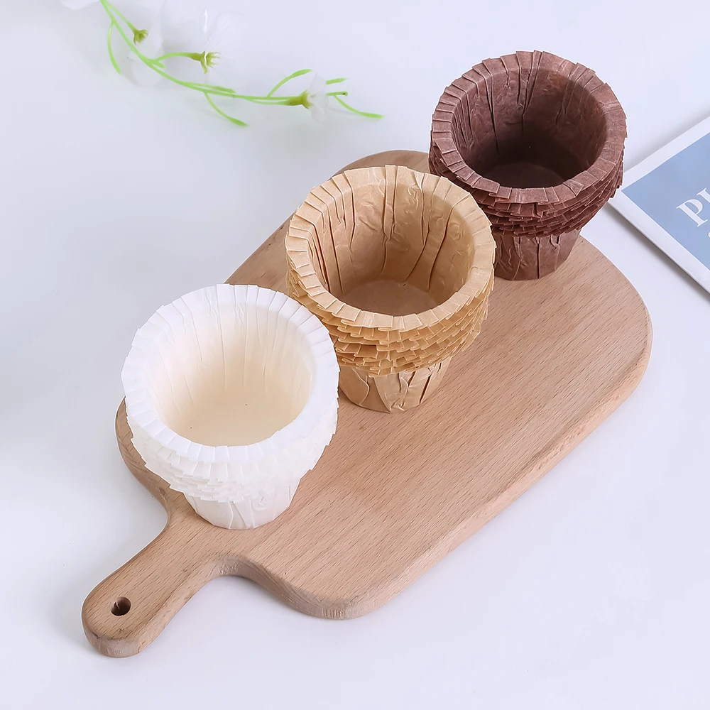 Wholesale muffin wrapper cupcake liners paper cake baking cup with transparent cupcake boxes and high dessert