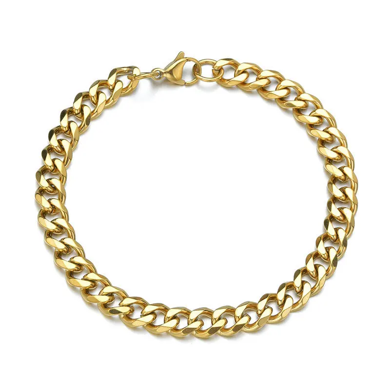 hot selling grinding stainless steel bracelets for men hip hop titanium steel Cuban link chain jewelry wholesale
