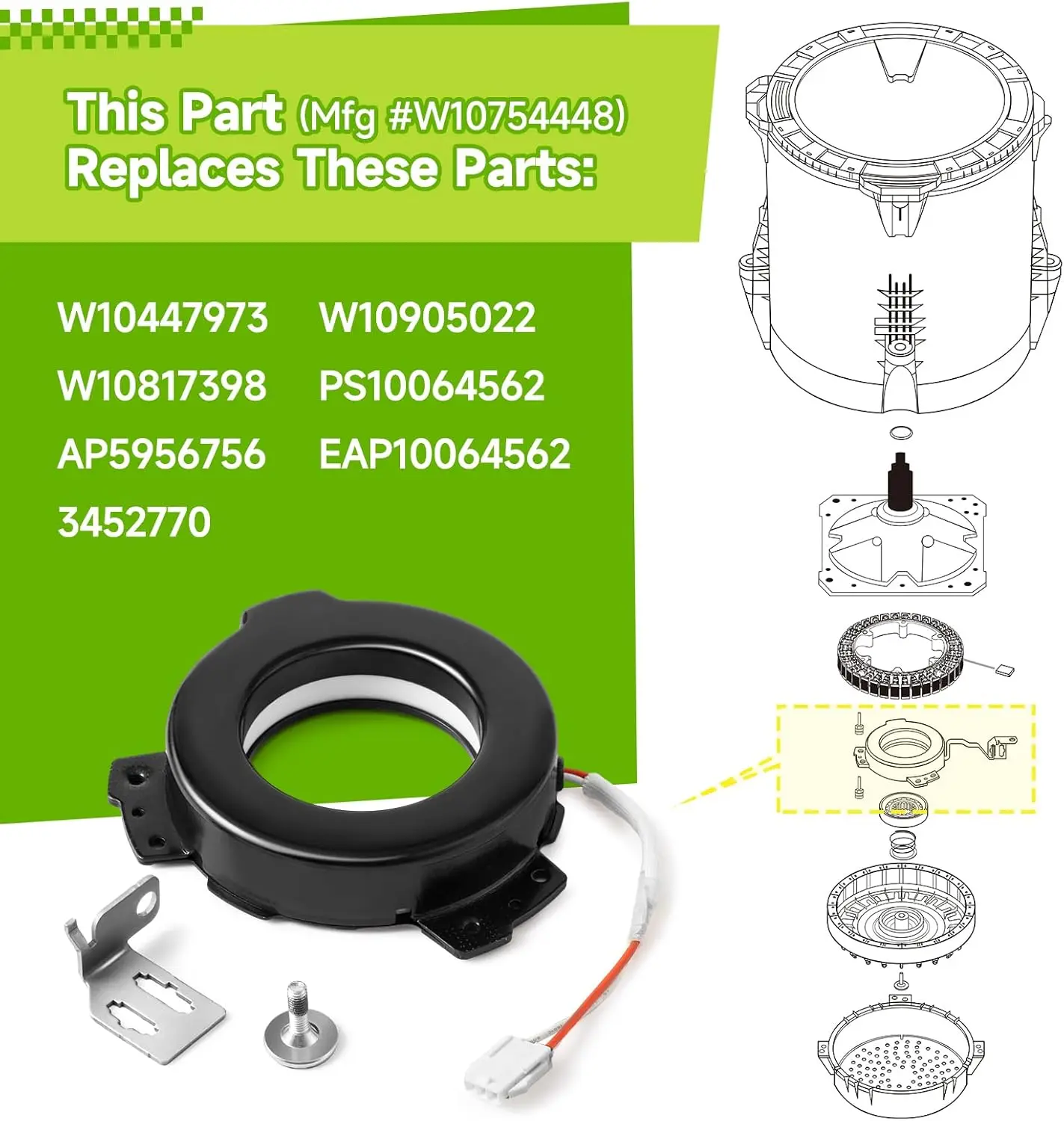 W10754448 Washer Clutch Replacement Part W10447973 W10817398