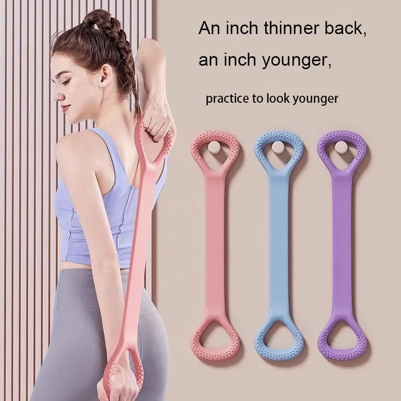 Figure 8 Fitness Elastic Band with Handles Arm Back Training Elastic Ropes for Physical Therapy Yoga Pilates Stretching