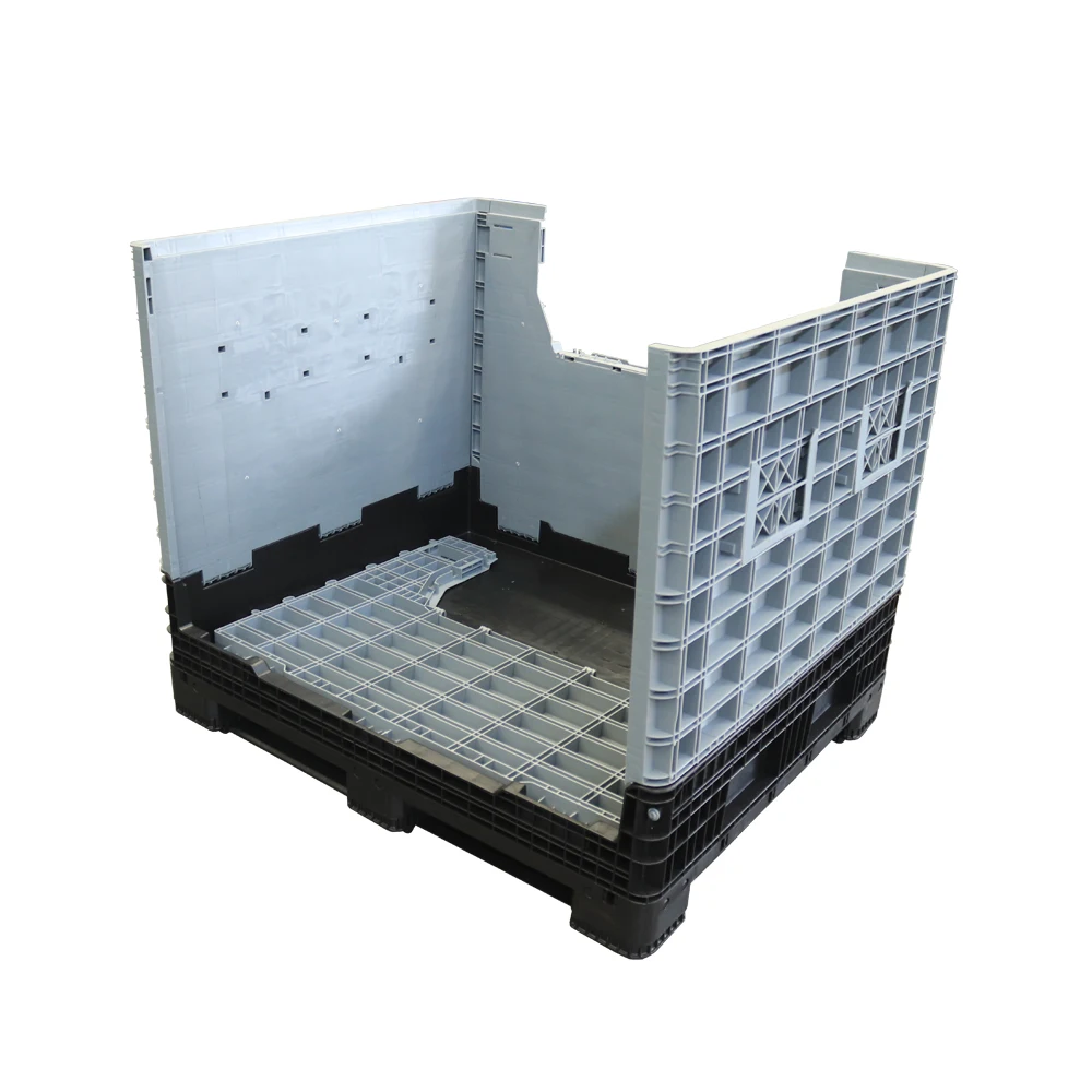 Heavy duty collapsible stackable storage foldable plastic crates