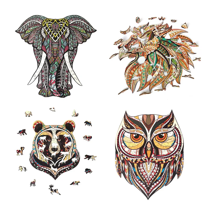 wholesale wooden puzzles customize game wooden puzzle jigsaw  animal unique wood adult puzzle