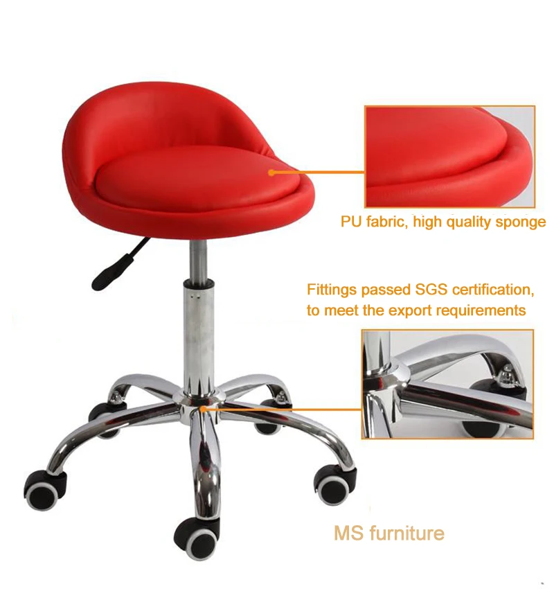 Стул для парикмахерской с открытой спиной вращающийся стул красоты и ногтей лабораторный регулируемый круглый сидения большой офисный работы