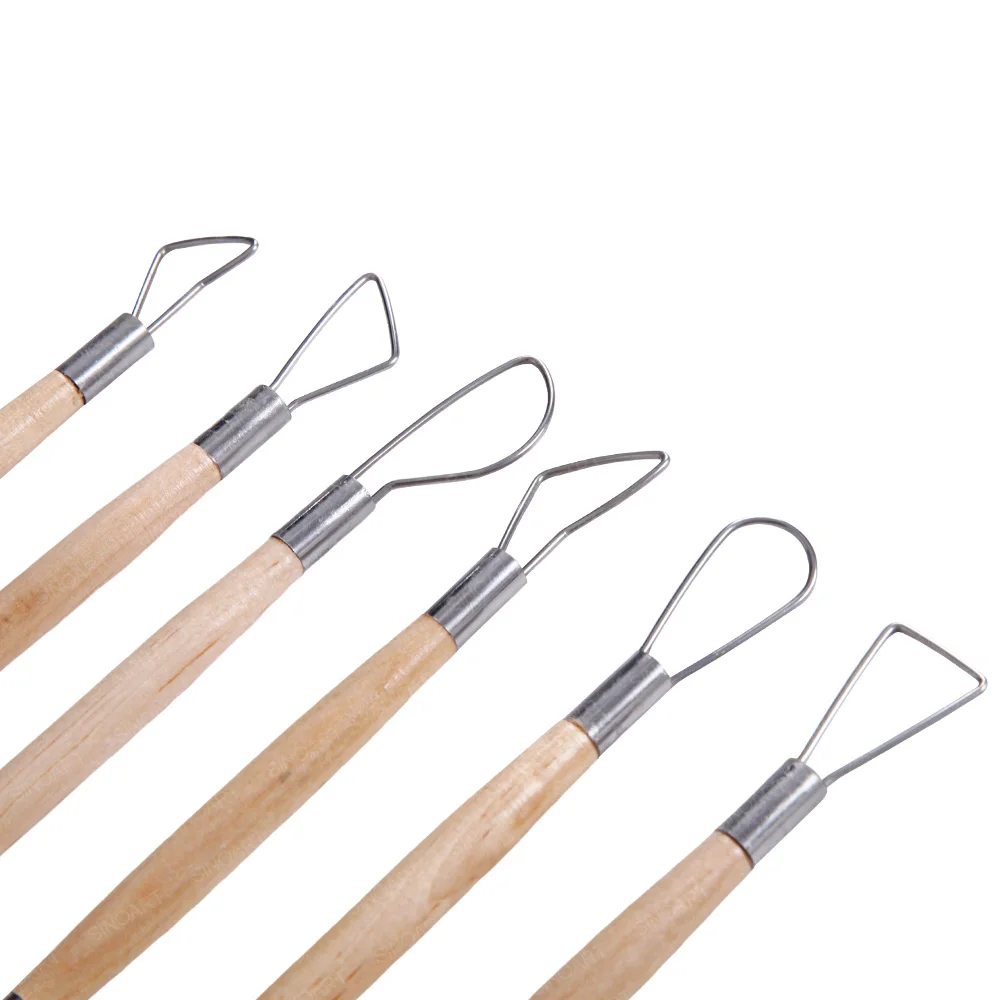 SINOART 6pcs Modeling sculptural Polymer Pottery tool Double-end wire tool Clay tool set