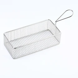 Square Mini French Fry Basket Coarse Mesh Chip Serving Tray Basket Presenting Fried Fish and Bread Snack and More
