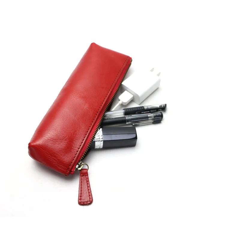 
promotional pen holder school office multifunctional pencil case bag genuine leather pen holder 