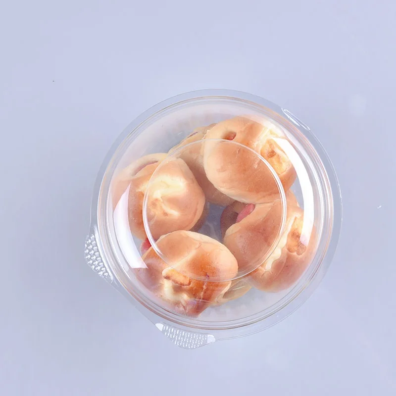 Lesui eco-friendly 32oz 1000ml round salad to go bowls nut cake clamshell clear packaging container plastic box with lid