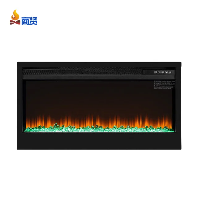 37' Wall Mounted Electric Fireplace with Heat Blowing from The Top