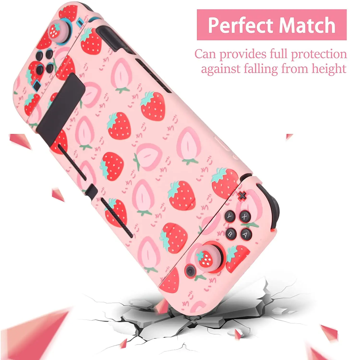 New Pink Cute Strawberry Protector Cases for Nintendo Switch Accessories Soft TPU Shell Cover for Nintend Switch Skin Case