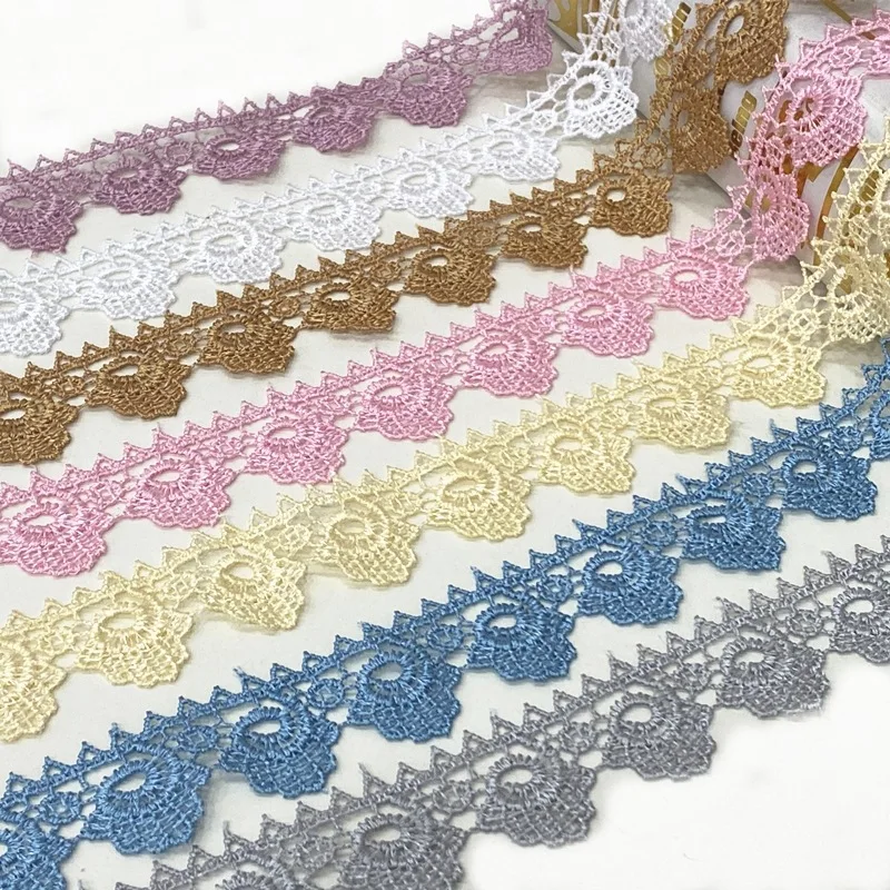 Solid Color Border Guipure Rope Lace Trim Polyester Embroidery Lace For Garment Cross Thread Design