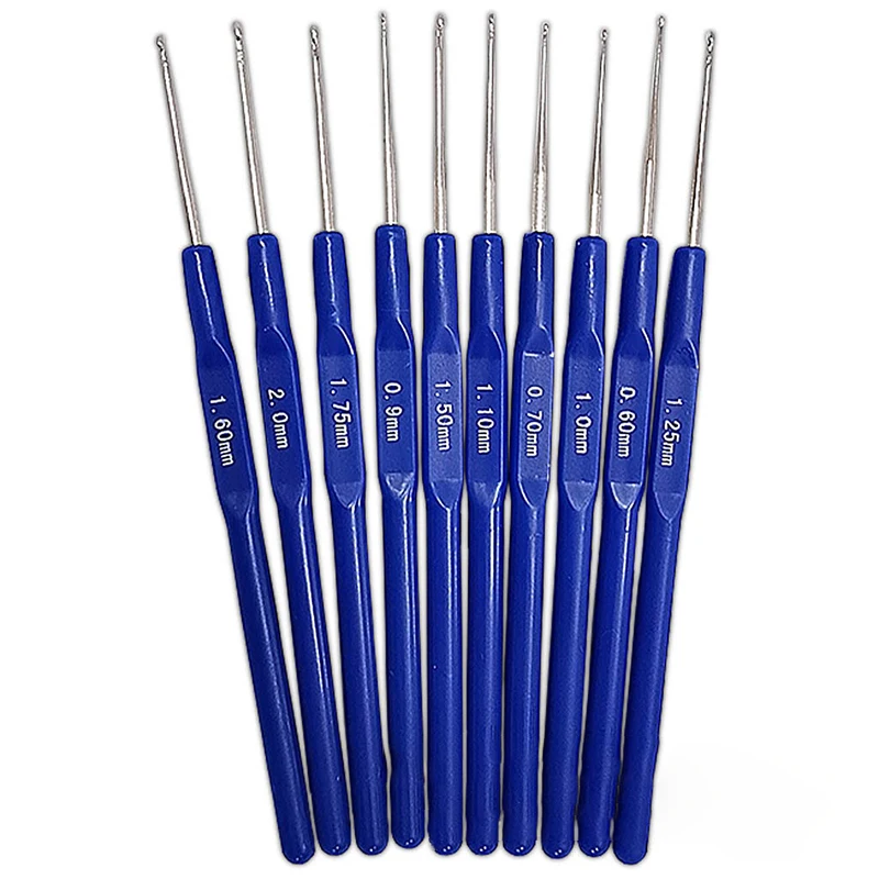 Набор крючков для вязания с синей ручкой 10 шт./комплект