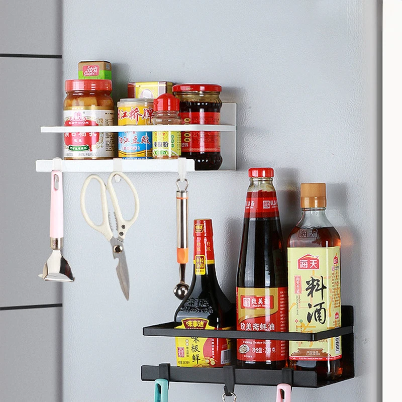 Custom Single Tier Kitchen Refrigerator Side Metal Spice Holder Hanging Magnetic Fridge Rack