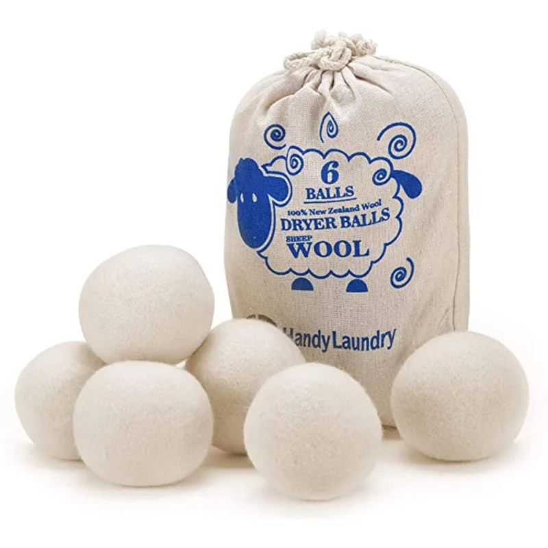 Wool Dryer Balls XL 6 Pack 100% New Zealand Wool Organic Fabric Softener Hypoallergenic Baby Safe & Unscented Wool Dryer Balls
