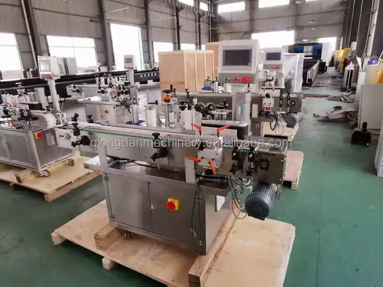 Automatic flat round Square Plastic Glass bottles adhesive sticker double side labeling machine price on sale packing line