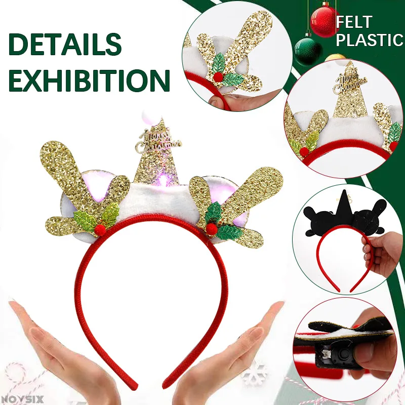 Christmas Glowing Hair Bands Antler Moose Headband Headdress Christmas Decoration