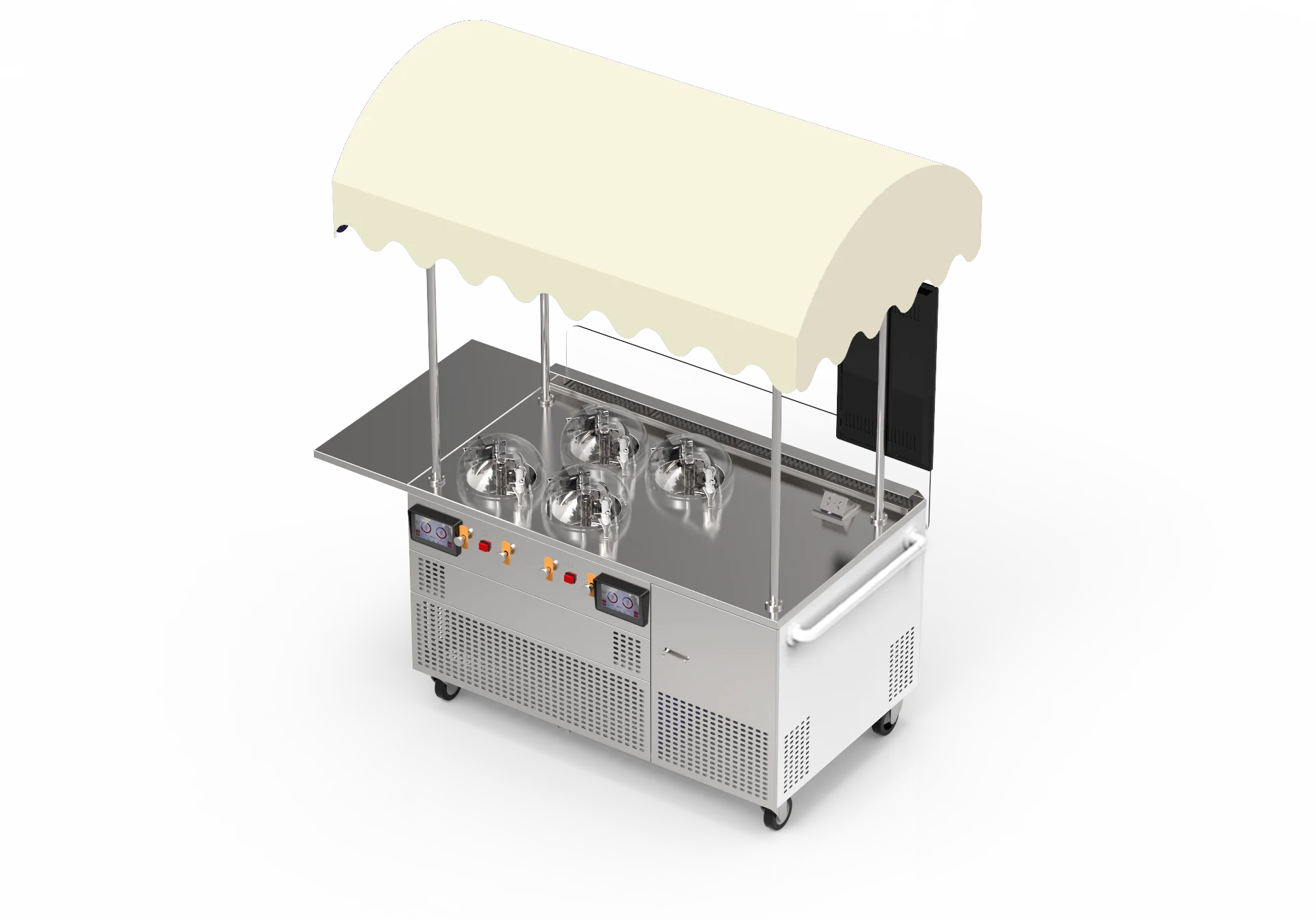 4 pots continuous churning Miles Galaxy PRO V4 cart outdoor street  Standing Floor Frozen Yogurt Hard Serve Ice Cream Machine