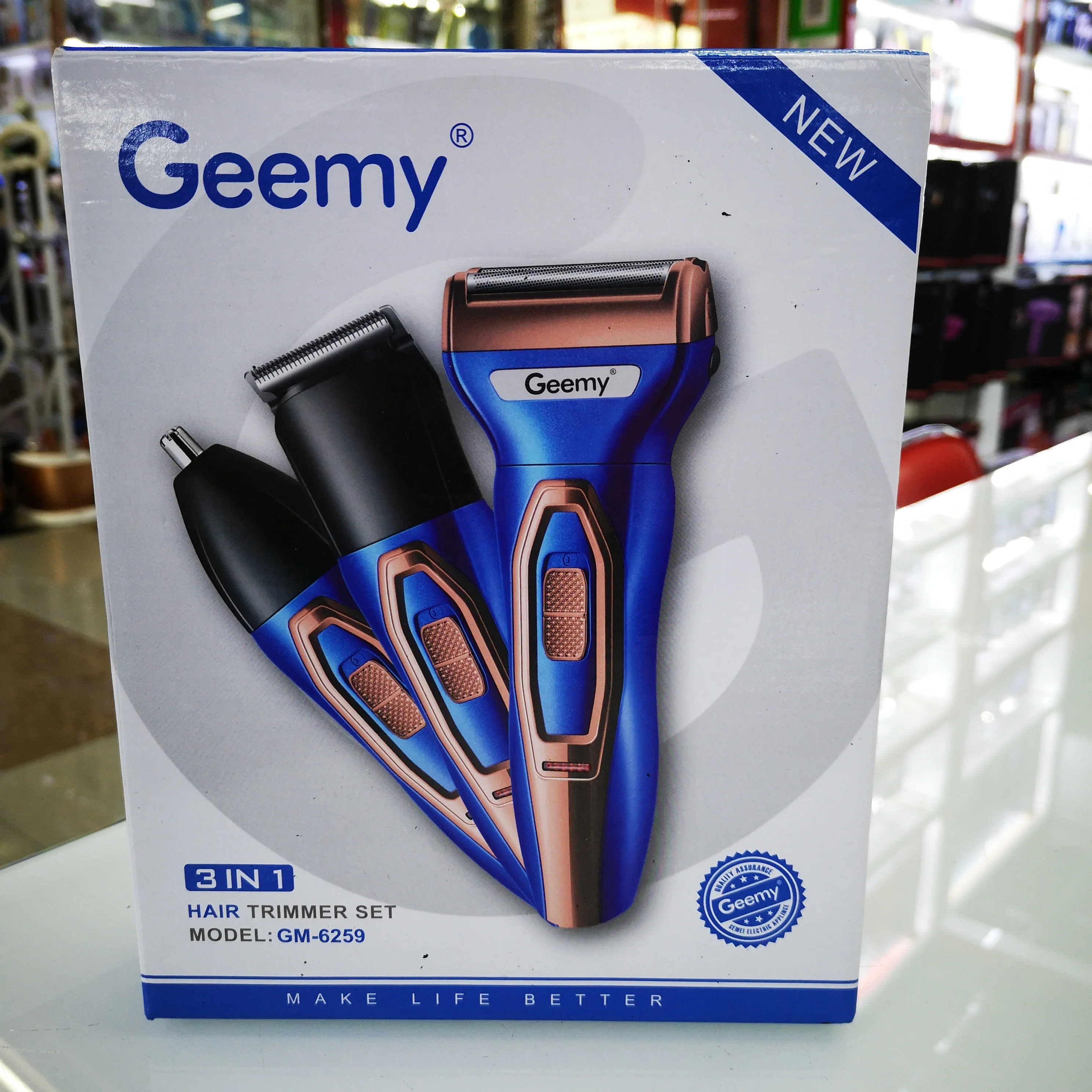 GEEMY GM6259 3 IN 1 Rechargeable Hair Clipper Nose Trimmer Shaver Cordless Professional Hair Trimmer