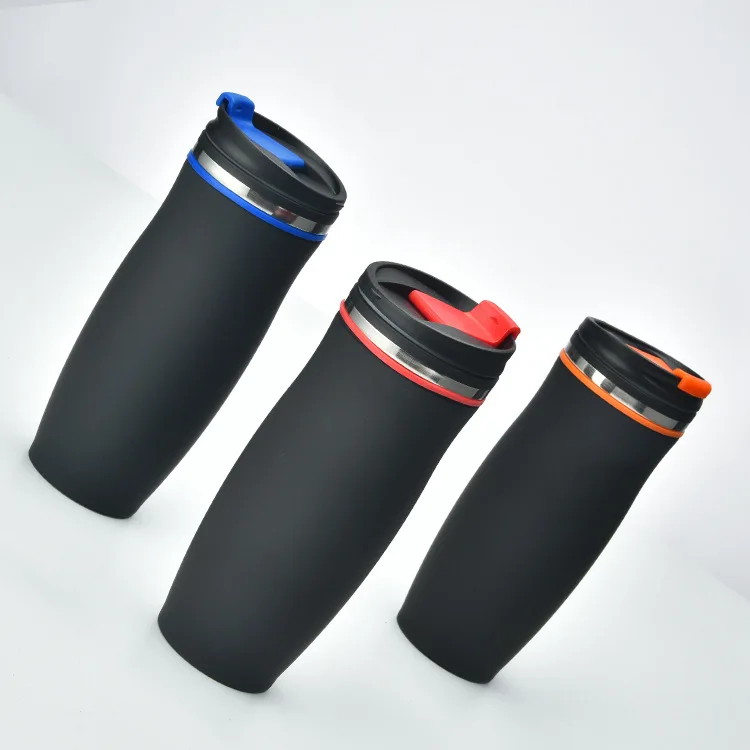 SJB047 401-500Ml New Double Wall Plastic Stainless Steel Car Custom logo Travel Matte Coffee Mug Gym Water Bottle