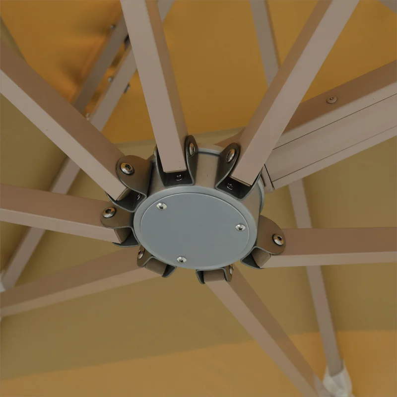 luxury Modern Design Sun Umbrella with LED light Spacious solar light big Parasol with Hydraulic Arm for garden