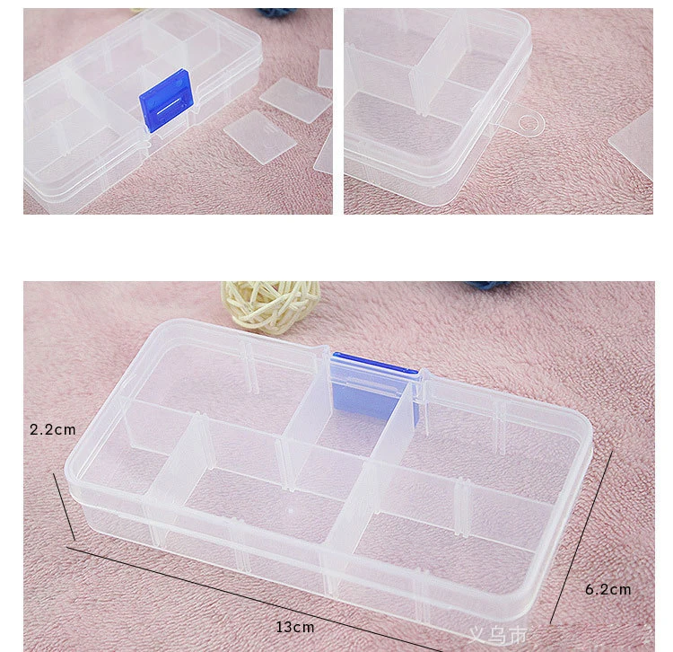 10 grids empty clear plastic rhinestone nail art diamonds studs storage case box