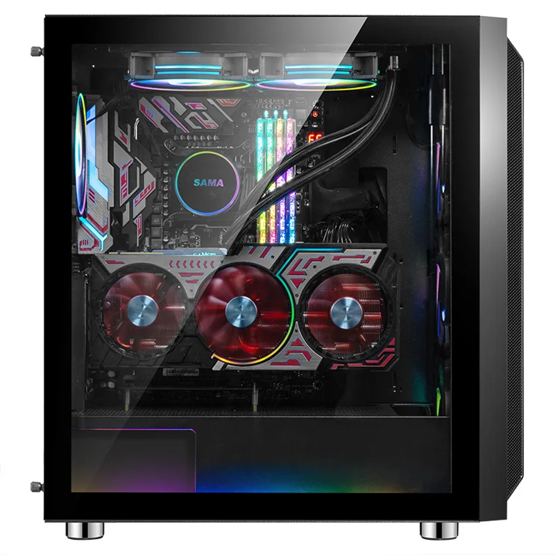 SAMA new fashion full tower tempered glass computer pc case gaming whole computer cases