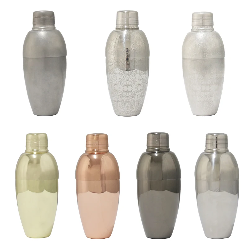 Japanese Style Carving Patterns 500 Ml Silver Rose Gold Black Color 18/10 Stainless Steel 304# Boston Cocktail Shaker