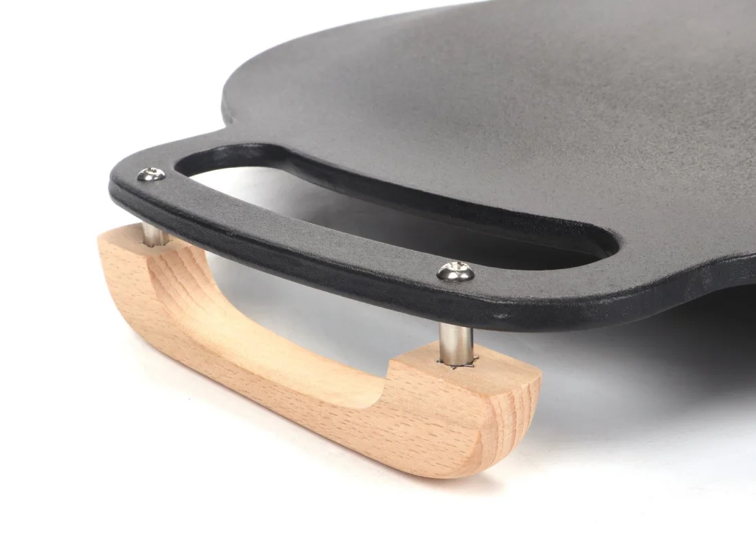 Hot Sale Korean BBQ Round Cast Iron Roti Tawa Griddle Grill Pan Cast Iron Crepe Pan with Double Handled