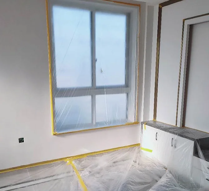 blue pre taped protective tape rain spray plastic protection pe printed for painter painting transparent masking film