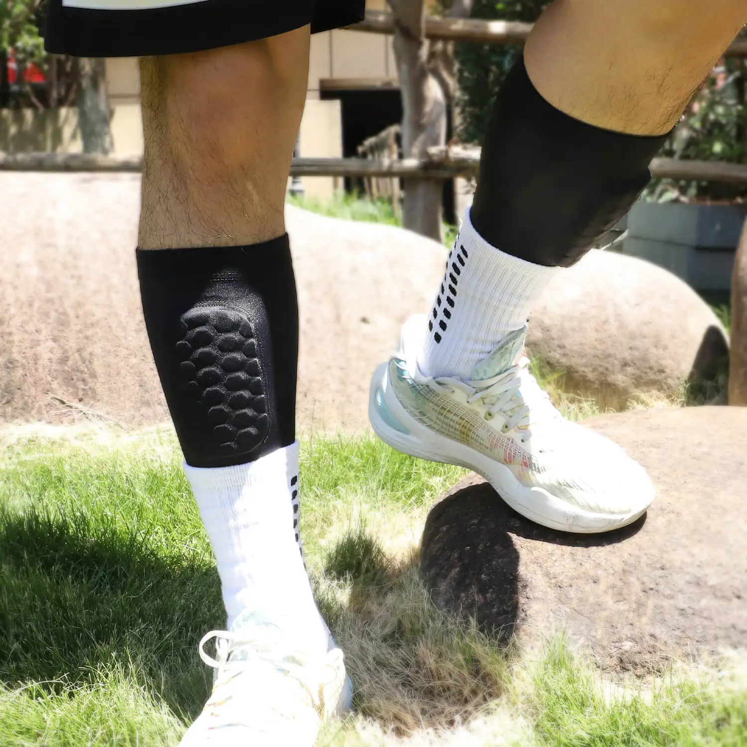 Factory Custom Non Slip Calf Protector Sleeve EVA Foam Soccer Calf Guards Kids Youth Man Breathable Shin Guards Soccer Shin Pad