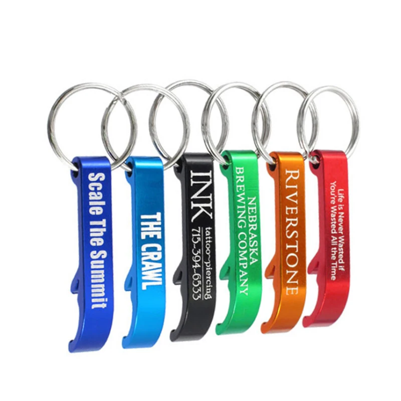 Free logo Mini aluminum alloy bottle opener keychain beer bottle opener key ring