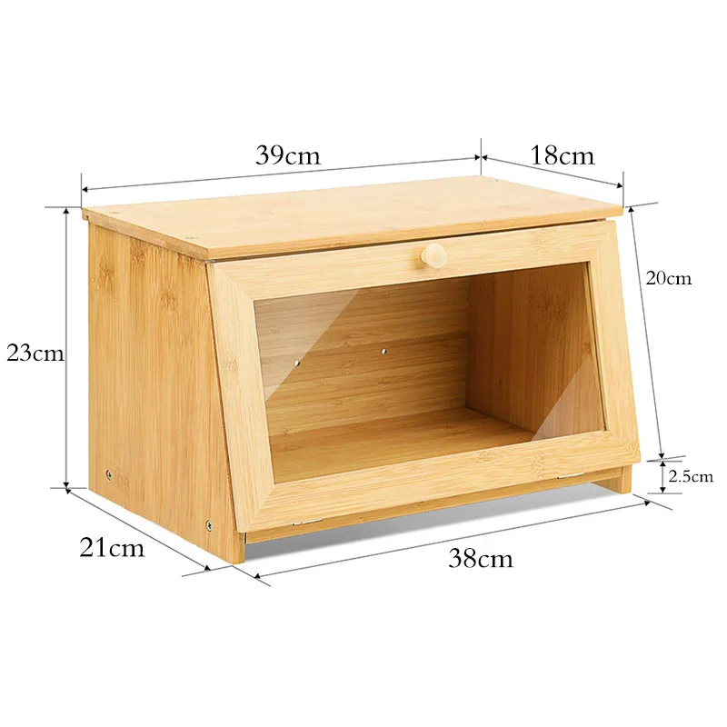Detachable wood bamboo bread bin for kitchen accessories wooden bread storage container for home bread shop