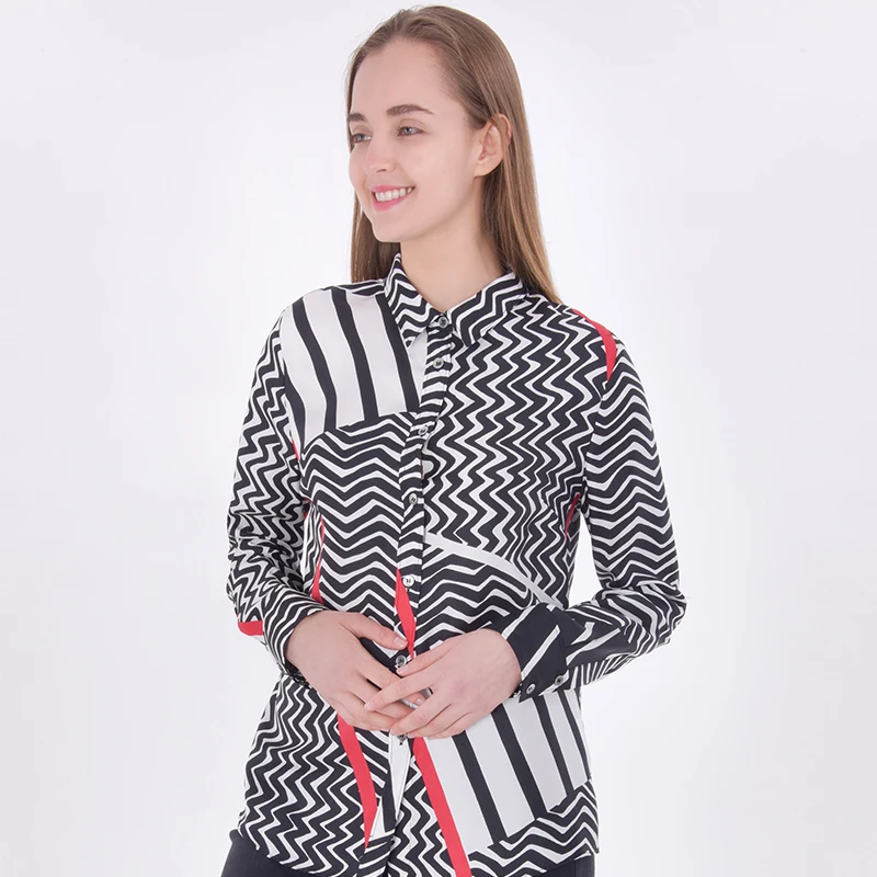 Professional manufacturer fashion lapels zebra print 100% silk long sleeve shirt