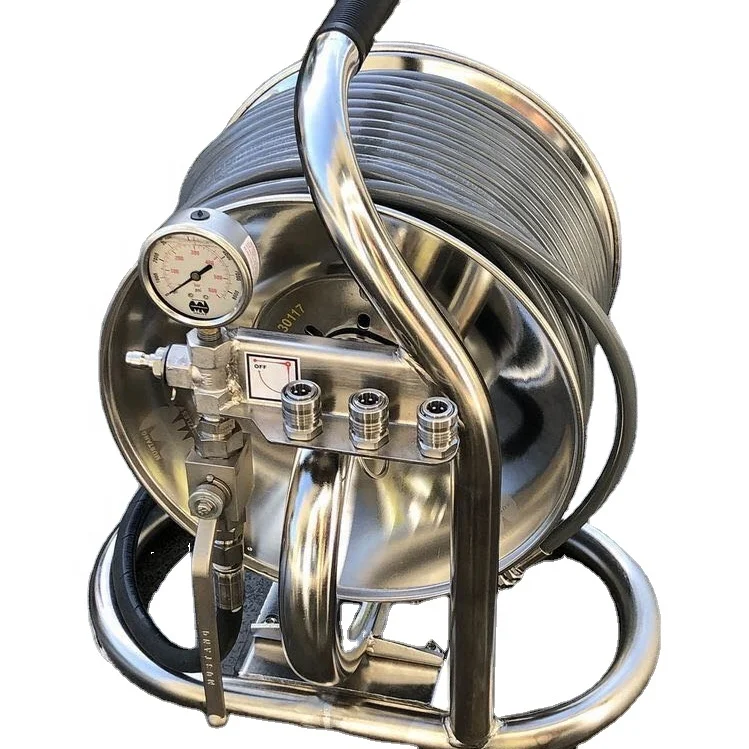 SS Hose Reel for High Pressure Water Hose with water mouse nozzle set