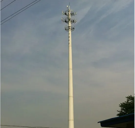 High Quality Galvanized Gsm Internet Telecom Antenna Pole Communication Radio Towers Telecoms Monopoles