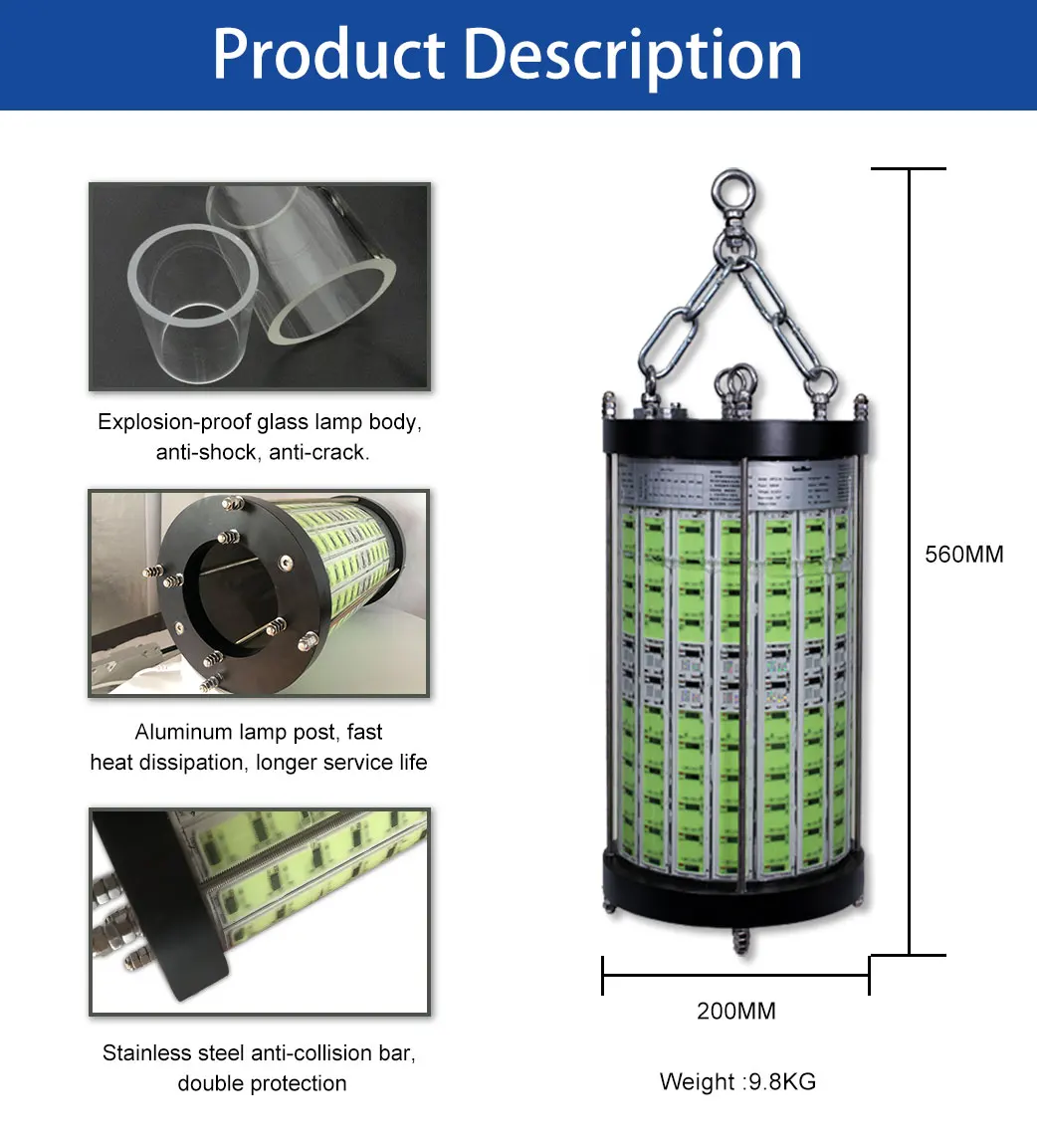 5000w LED green color fishing light underwater led underwater fishing light rechargeable